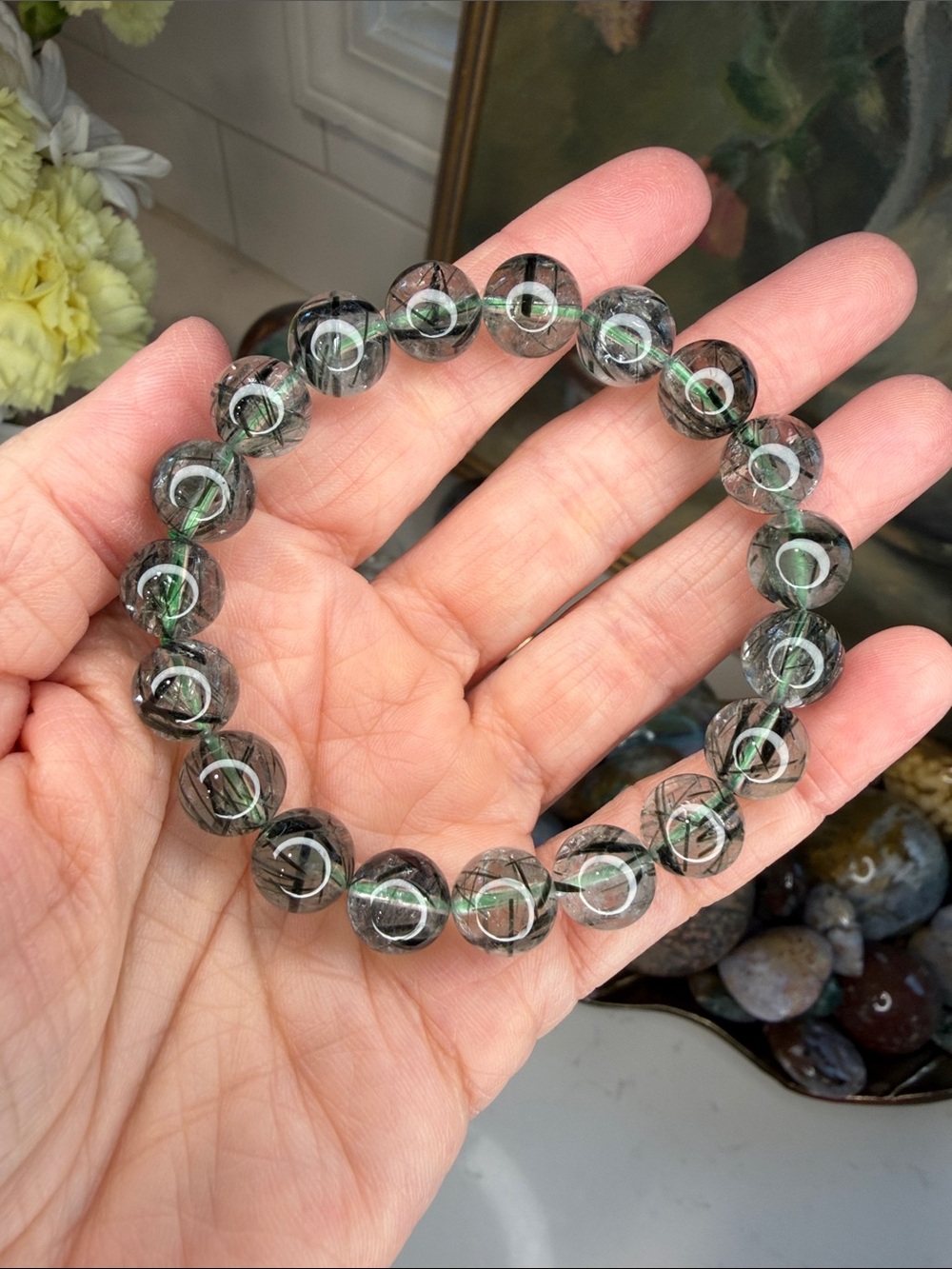 Green Rutilated Quartz Bracelet: B1314